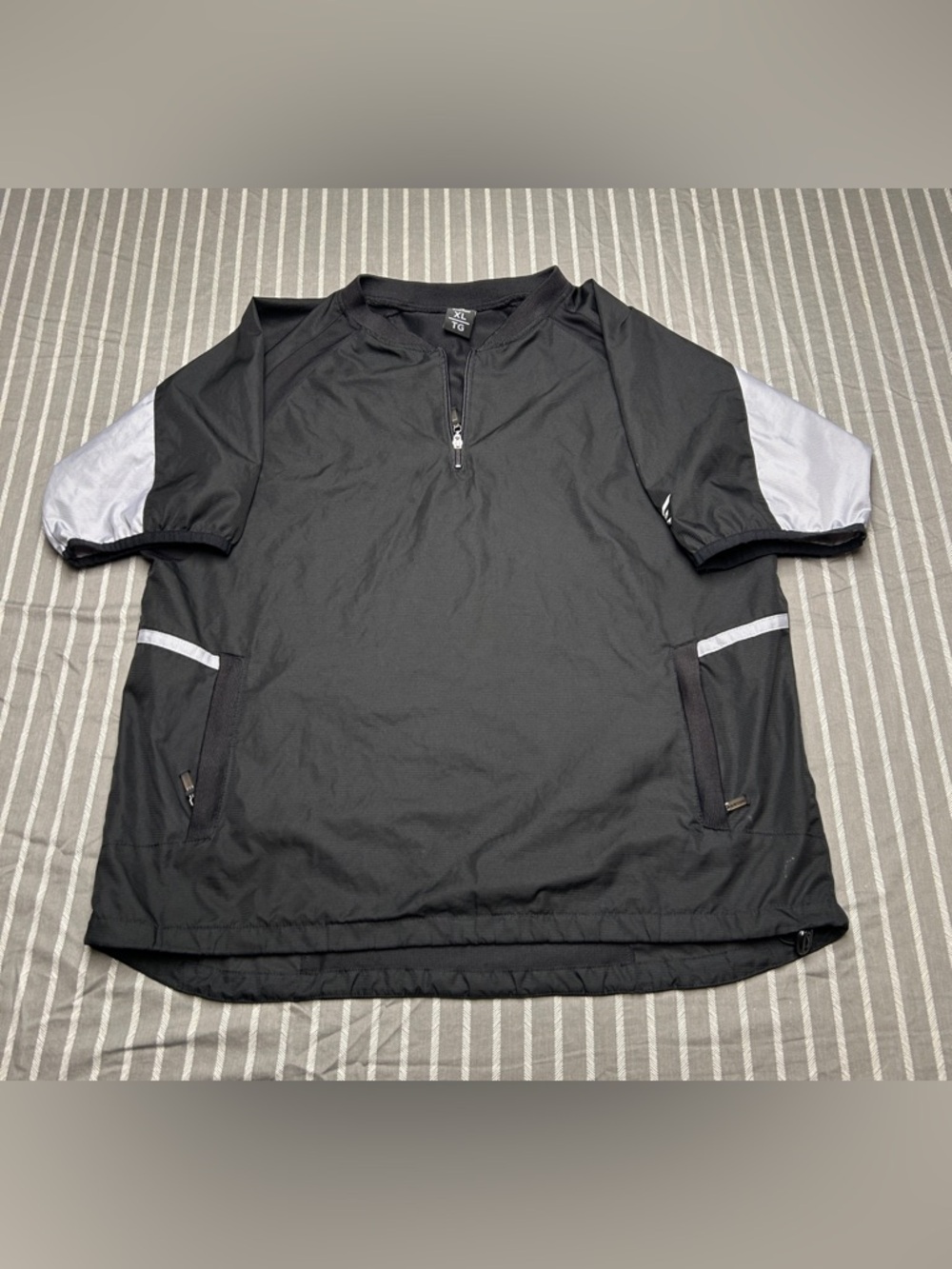 Easton Black Short-Sleeve Half-Zip Top with Gray Trim